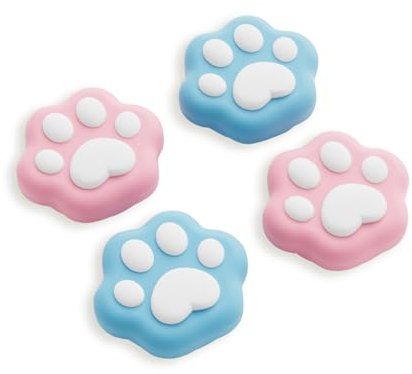 GeekShare Lot de 4 capuchons de joysticks en silicone antidérapants pour Switch 2025, rose et bleu