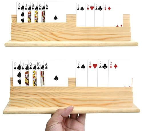 Godneei 2 Pièces Porte-Cartes à Jouer en Bois, Porte Carte Enfant, Support Carte à Jouer, Clip de Fixation Vertical, Porte Carte Enfant Jeux pour Enfants, Adultes, Personnes Âgées