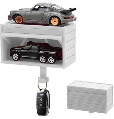 WOUYTPE Porte Clef Garage 3D, Porte Clef Mural Voiture, Porte Clef Mural Garage, Convient pour Ranger Les Clés de Maison, Les Clés de Voiture, Les Modèles Réduits de Voiture, etc (Gris)