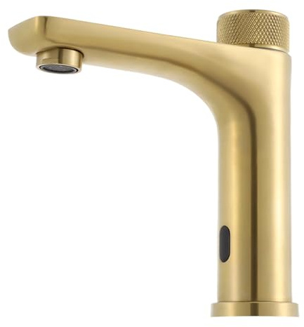 Grifo de baño con sensor, automático sin contacto, grifo de lavabo para lavabo, baño, cocina, lavabo de mano (dorado)