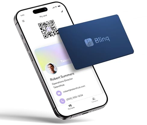 Blinq Digital Business Card – NFC Card - Instant Share via Tap - Compatible with iPhone & Android (Blue)