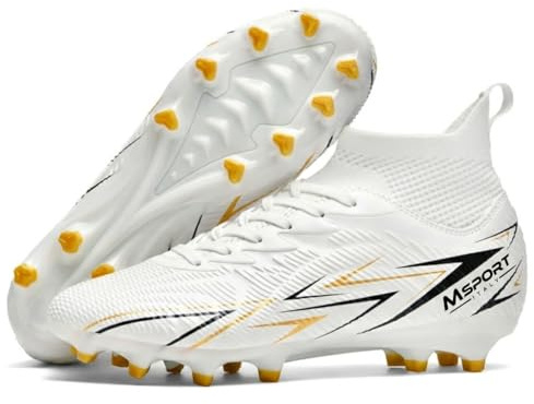 Msport Chaussures de Football Enfants/Adolescents à Crampons – Antidérapantes, Légères et Confortables – Idéales pour Gazon Naturel et Synthétique