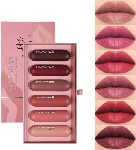 GzglAstropyne 6Pcs Red Velvet Matte Lipstick Set, High Pigmented Long-Lasting Waterproof Lip Stick Lip, Sheer tint, Shine & Glowy Finish,Stain Makeup Gift Sets