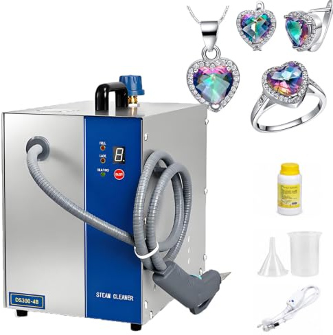 Ångtvätt 2600W, Professionell ångtvätt för smycken, Professionell högtryckstvätt 135°C/275°F, Ångtryck 4 kg, för metallmynt till ringur. 3LHandheld
