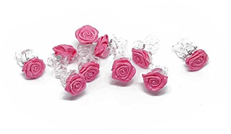 5 x Haarklammern Röschen - Brauthaarschmuck - Rosen Haarklammer - pink
