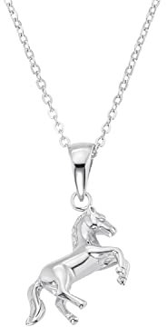 Amor Kette mit Anhänger 925 Sterling Silber Mädchen Kinder Halsschmuck, 35+3 cm, Silber, Pferd, Kommt in Schmuck Geschenk Box, 2021181