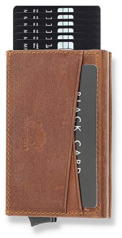 Solo Pelle Kartenetui | Kreditkartenetui | Leder Geldbörse Slim Wallet Portmonee | Geldbeutel mit RFID Schutz für bis zu 11 Karten Model: Mech (Vintage Braun 1)