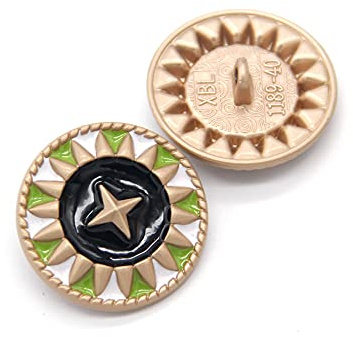 5 PCS Gold Metal Round Pearl Buttons for Clothing Women Coat Garment Buttons for Handmade Sewing Crafts (#8, 23mm)