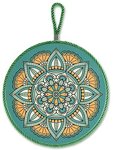 20cm Topfuntersetzer aus Keramik mit Korkunterseite und Kordel für heiße Töpfe und Pfannen in verschiedenen Designs, Untersetzer Rund Deko Küchenutensil Geschenkidee Löffelablage Aufhänger Hochglanz