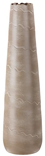 GILDE Jarrón de cerámica Wave XXL – Jarrón Decorativo Impermeable Altura 70 cm Beige Crema – Decoración salón – Fabricación Europea
