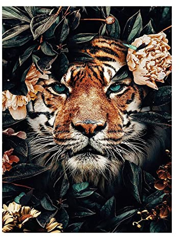 Bubuny Pintura por números para adultos, pintura por números, animales para niños, león, principiantes, pintura al óleo pintada a mano, pintura acrílica, león sin marco