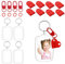 JCUGSBS 4 Pièces Porte-Clés Photo,Porte Clef Photo Vierge en Acrylique,Porte Clés Cadres Photo Transparents avec 4 porte-clés en forme de cœur rouge,pour Famille,des Couples,DIY Souvenir