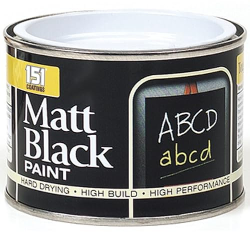 JKG Peinture noire mate 180 ml – Peinture de finition noire – Peinture intérieure et extérieure pour bois, métal, béton, matériaux plastiques – Peinture pour tableaux noirs scolaires – Peinture noire