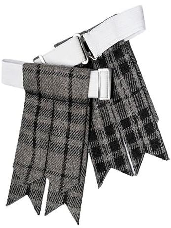 Kilt strumpor blixtar för män med tunga spännjusterare, enkla och tartan strumpor kiltblixtar/akryl ull strumpeband spetsig, Grå klockdag, one size