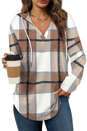 Cuptacc huvtröja damtröja V-ringad huvtröja dam med dragsko sweatshirt lamoversized tröja