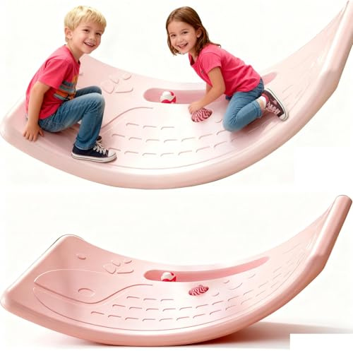 Bambini Balance Board, Tavola oscillante per bambini in plastica con portata di 50 kg/110,2 libbre tavola oscillante per bambini per esercizi al chiuso per Allenamento Motorie (PINK)