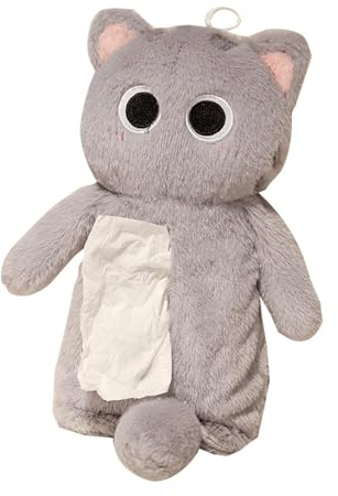 Huvqianu Estuche de Peluche para lápices de Gato, Bolsa de cosméticos de Animales de Dibujos Animados, Bonita Caja de pañuelos de Gato, Bolsa de Almacenamiento Multifuncional para Gatos, Estuche