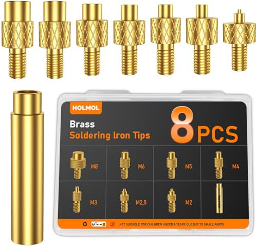 HOLMOL 8PCS Soldering Iron Tips for Threaded Inserts, Heat Set Inserts Tips M2 M2.5 M3 M4 M5 M6 M8 Set for Plastic 3D Printer Components and DIY Projects, Durable and Precise Welding Tool Accessories