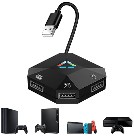 DUEQID Adaptateur Clavier et Souris pour N Switch, Adaptateur Clavier et Souris Compatible avec Les Consoles PS4/PS3/Xbox360/Xbox One, Prend en Charge la Personnalisation