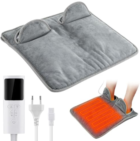 KUWUNG Fußwärmer Elektrisch, Fusswärmer Heizkissen mit 9 Temperaturstufen und 4 Timer-Einstellungen, Wärmekissen Elektrisch für Damen und Herren, Elektrisch Fußwärmer für Zuhause und Büro