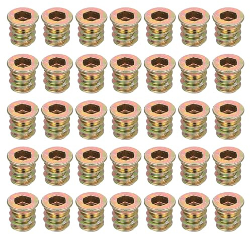 QUARKZMAN 38 Pezzi Dadi Filettati A Innesto, Dadi A Innesto Con Filettatura M5x10mm Per Legno - Bulloni In Acciaio Al Carbonio Per Mobili Elementi Di Fissaggio