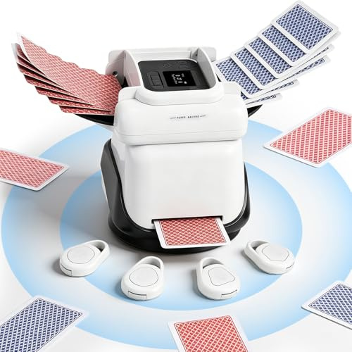 Mezclador y repartidor de cartas con giro de 360° para 1-4 barajas, mezclador y repartidor automático de cartas. Para 2-8 jugadores, con 4 mandos a distancia, recargable, silencioso, para póquer, UNO
