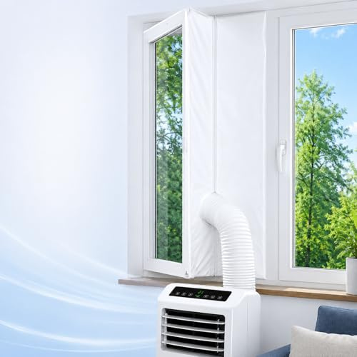 GOOGO Sellado de ventana para aire acondicionado 3 m, para equipos móviles con cremallera para tubo de escape, ventanas abatibles, climatizadores, secadoras y modelos de evacuación