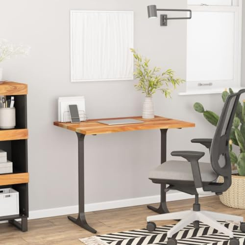 SooIarix Skrivbordsskiva 90 x 60 x 2,5 cm av massivt trä, akacia, rektangulär, ergonomiskt utformad för kontor och hem, hållbar bänkskiva