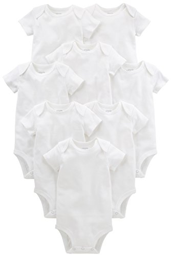 Simple Joys by Carter's Paquete de 8 mamelucos unisex de manga corta para bebé, Blanco, recién nacido