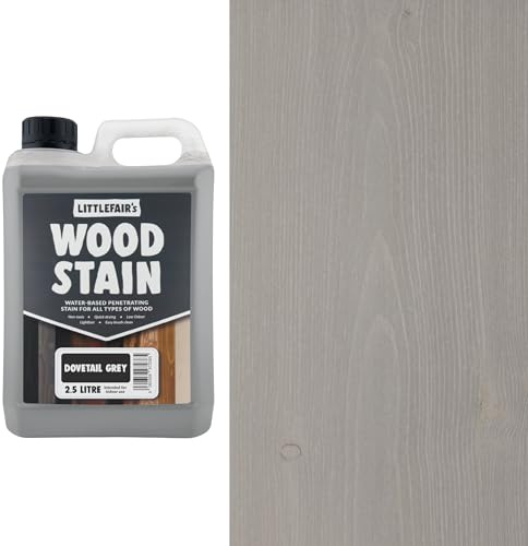 Littlefair's Wood Stain Water Based - 2.5 LTR - Indoor Furniture Stain Light & Dark Finishes - Special Non Toxic & Eco Friendly Formula - Wood Stain for Crafts - Colour: Dovetail Grey