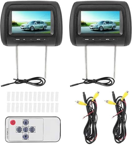 Terisass Dual Portable DVD Player Car Headrest Video Players 7 in HD LCD Digital Touch Screen USB/SD/TV Car MP5 Player