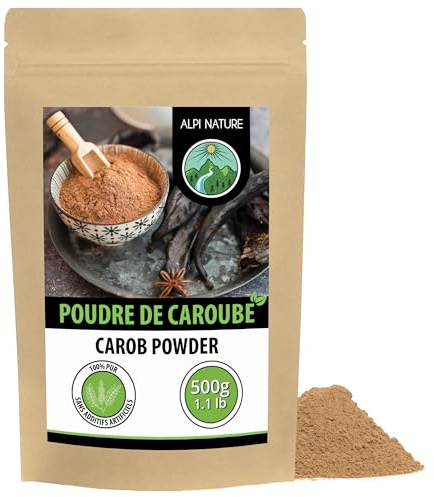 Alpi Nature Johannesbröd Pulver 500g, Carob Pulver, Malda Johannesbrödkapslar, Naturligt Sötningsmedel