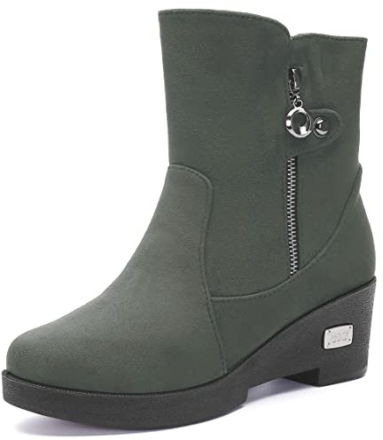 Gaatpot Stivaletti Invernali Donna Stivali da Neve con Caldo Foderati Stivaletto con Tacco Cerniera Comodi Pelliccia Scarpe Grigio EU35,5=CN36