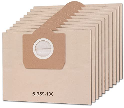 TOPHINON Lot de 10 sacs d'aspirateur pour Karcher 6.959-130.0 WD3 WD3P MV3 A2204 A2254 A2604 Sacs Filtrants en Papier de Rechange pour Aspirateur Wet & Dry, Sac à poussière pour aspirateurs Kärcher