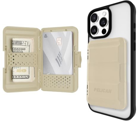 Pelican MagSafe Cartera para iPhone, Cartera magnética Resistente MIL-STD a presión y Tarjetero para teléfono, Funda rígida Desmontable y Delgada para iPhone 16 Pro Max/15 Pro Max/14/13/12 Series,