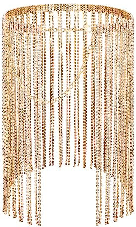 CHIC DIARY Glitzer Strassgürtel Körperkette Fransen Rock Kettengürtel Taillenkette Dekorativer Strass Hüftkette Gold