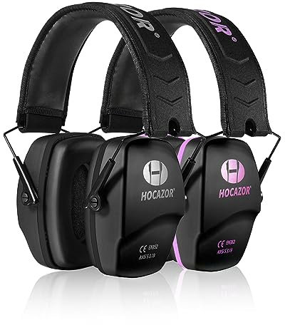 HOCAZOR Gehörschutz Schießsport 2 er-Set Lärmschutz Kopfhörer für Schießsport, Kapselgehörschutz für Erwachsene, Gehörschutz Erwachsene für Jagd, SNR31dB/NRR26dB (Schwarz und violett)