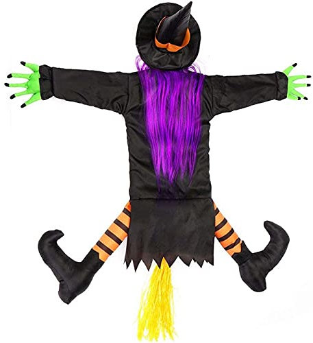 Deger Halloween Hexe Dekoration Szene Layout Requisiten Hexe Puppe Klettern Geist für Haus Party Dekoration