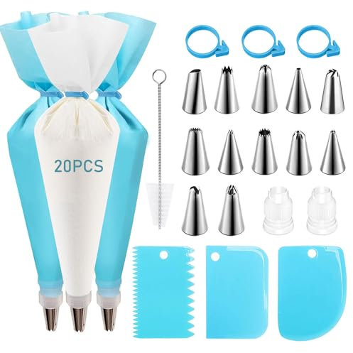 CVOZO Spritzbeutel Mit Tüllen Backzubehör Tortendekorationssets: Torten Zubehör Weihnachten Backen Zubehör Wiederverwendbar Silikon Spritzbeutel für Perfektes und Präzises Dekorieren Backkreationen