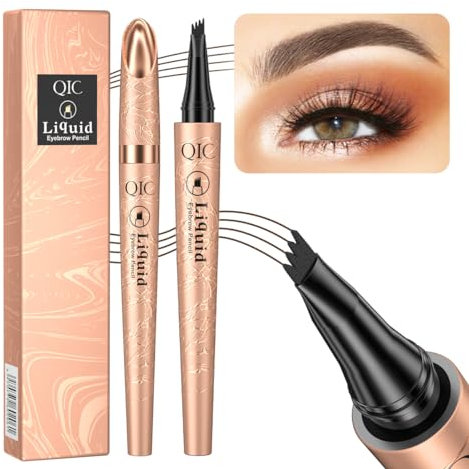 Eyebrow Pen,Waterproof Ink Gel Tint Drawing Eyebrow Pencil with Four Tips, Natural Looking Brows Stay on All Day (Dark Coffee)