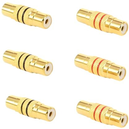 VIEVRE 6 Stück Cinch Kupplung, Cinch Adapter, Cinch auf Cinch Audio Video Adapter, Cinch Buchse auf Cinch Buchse, Vergoldet