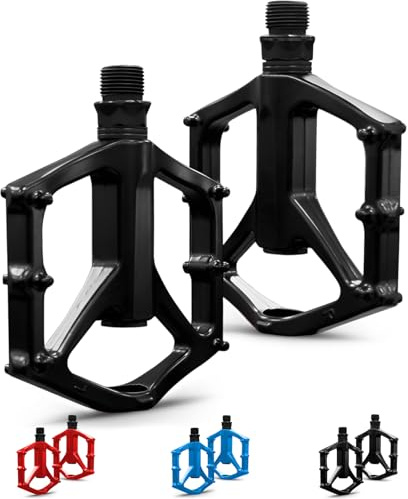 RainFlowwer Mountain Bike Pedals, Road MTB Flat Pedals, Non-Slip Lightweight Aluminum Alloy Bicycle Pedals, Fits 9/16 Road Mountain BMX MTB Bike Pedal