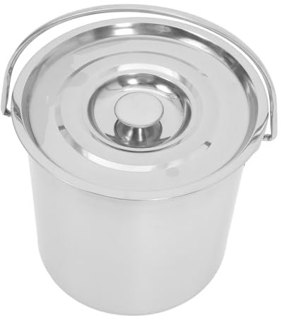 TIDTALEO Balde De Acero Inoxidable Con Asa Ergonómica Para Limpieza y Almacenamiento De Líquidos Cubo Multifuncional Para Alimentación De Animales y Uso Playa