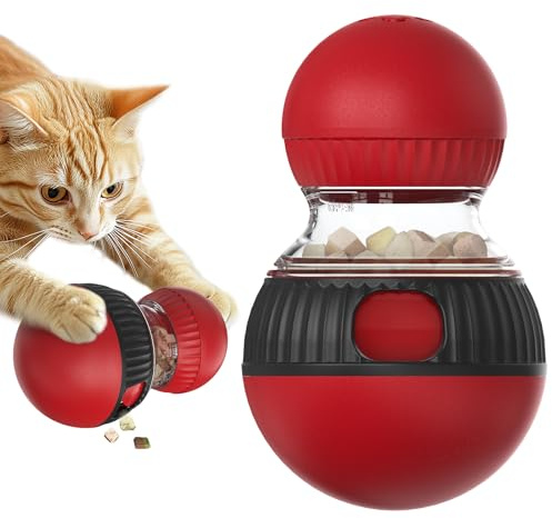 BSISUERM Cat Interactive Toys with Squeaky Sound for Indoor Cats Tracking Rolling Ball Adjustable Kitten Treat Dispensing Food Dispenser Slow Feeder Kitty Puzzle Toy Pet Supplies Birthday Gift