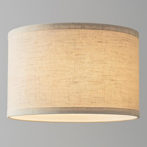 ZEONX 10 (25cm) Beige Linen Drum Lamp Shade – Small Lampshade for Ceiling Lights, Table & Floor Lamps, Compatible with E26 and E27, Easy Fit for Living Room, Bedroom, Office, Kitchen & Hallway