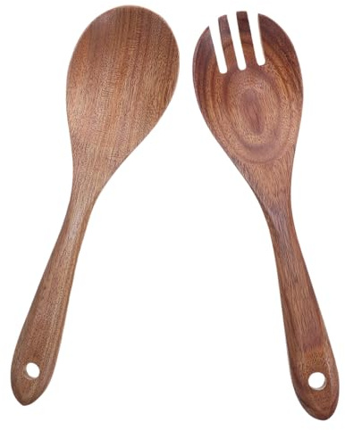 VALICLUD Cucharas para Ensalada de Madera Sostenible Resistentes y Ligeras con Superficie Antiadherente para Pasta y Ensaladas Casa o Fiestas