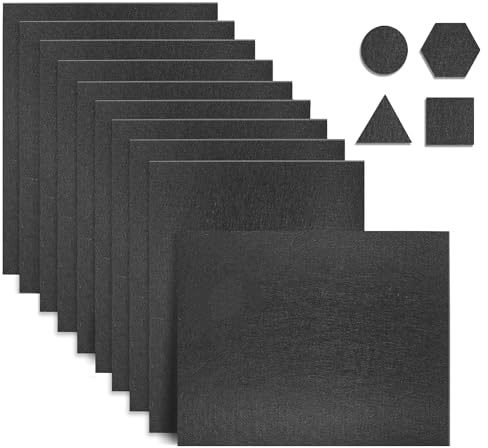TranRantic 10 Pezzi Feltro Adesivo (16×20 cm, 4 mm), Feltrini per Mobili Pesanti, Moquette Adesiva Auto Feltro, taglio Arbitrario, Feltrini Antiscivolo Quadrati Gambe di Tavoli e Letti (Nero)