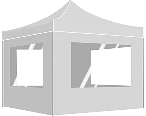Gazebo Tonnelle de barbecue, tente de fête, professionnelle, pliable, avec parois en aluminium, 3 x 3 m, blanche, pour véranda, cour, fête