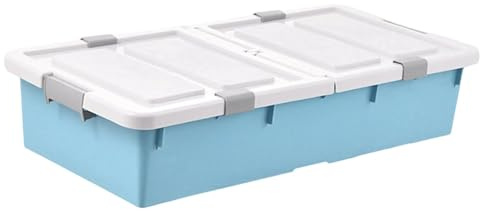 FLCPJGV Contenitore Portaoggetti Sottoletto, Contenitore con Ruote, Cassetto Portaoggetti con Coperchio Bifacciale, Realizzato in Robusto Materiale PP E Ruote, Blu