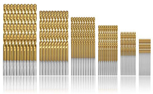 Camtek 120 Pcs Brocas helicoidales, HSS Taladro de titanio Brocas de taladro Micro Brocas HSS Taladro de acero de alta velocidad 1/1.5/2 / 2.5/3 / 3.5mm Set Micro Drill Set Tools